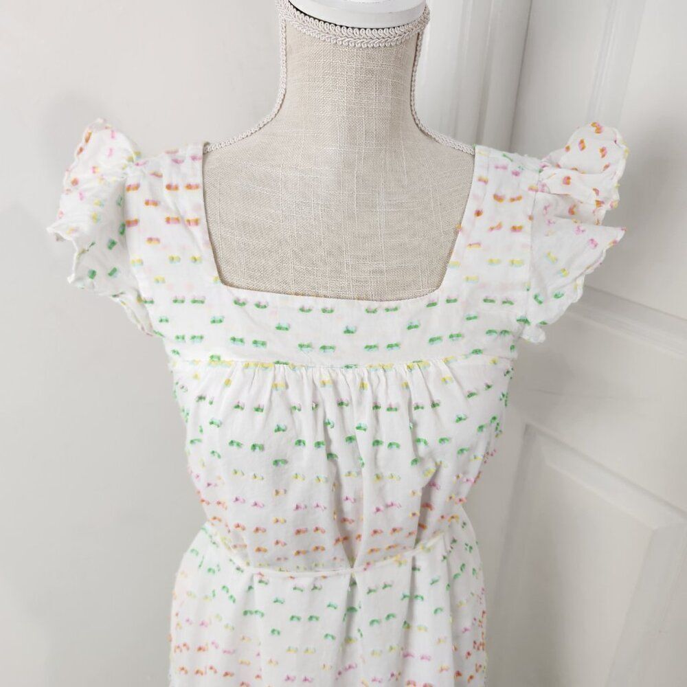 Draper James Dress Womens XS White Clip Dot Flowy Tiered Boho Cottage Prairie - Picture 2 of 16